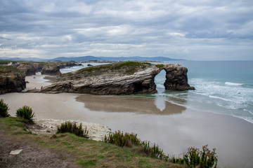 Galicia, Spain; September 25, 2017: Beach of the Cathedrals in Galicia