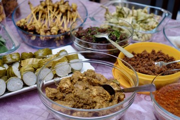 'Kuah Kacang' or  peanut sauce, chicken satay, 