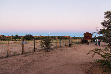 Fototapeta na wymiar The fence at the Nossob camp site, Kgalagadi transfrontier park, South Africa.