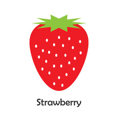 Strawberry in cartoon style, card with fruit for kid, preschool activity for children, vector illustration