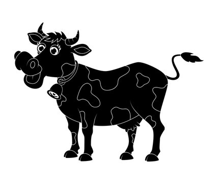 cartoon cute cow silhouette  design isolated on white background
