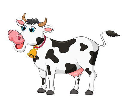 cartoon female cow cute design isolated on white background