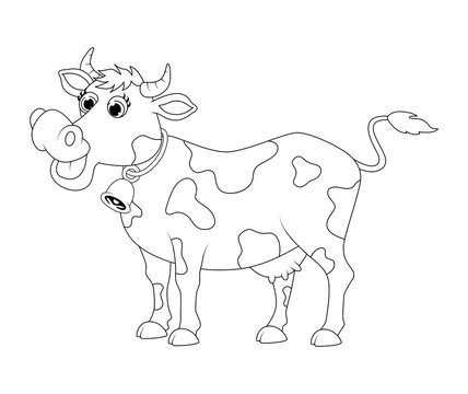 cartoon cute cow outline  design isolated on white background