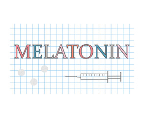 melatonin word on checkered paper sheet- vector illustration
