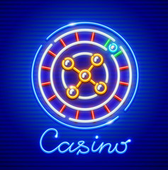 Roulette in casino. Neon icon. Excitable game for money