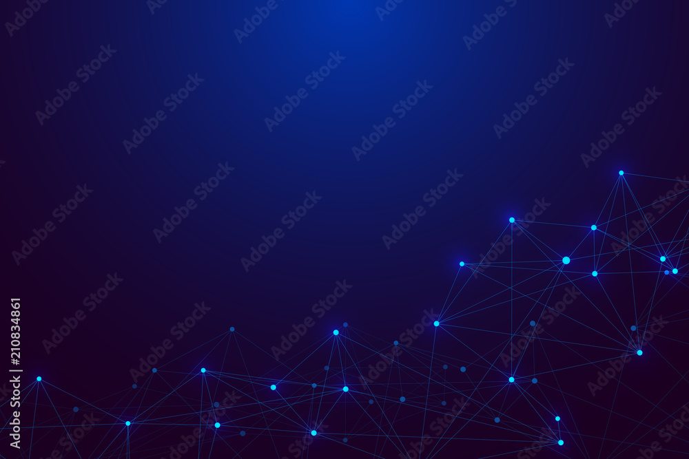 Poster Big data visualization. Artificial Intelligence and Machine Learning Concept. Graphic abstract background communication. Perspective backdrop visualization. Vector illustration.