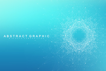Geometric graphic background molecule and communication. Big data complex with compounds. Lines plexus, minimal array. Digital data visualization. Scientific cybernetic vector illustration