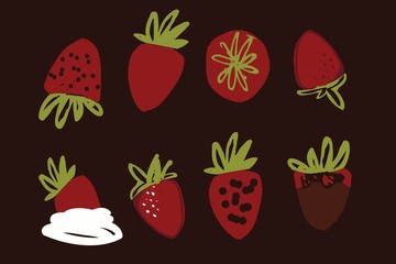 Hand drawn strawberries elements for you