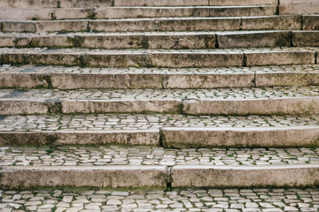 Stone old or traditional medieval staircase. Way up
