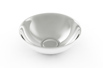 White Sphere Dish plate side view on white background. Isolated 3d render