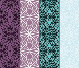 set of Vector seamless patern of Bright geometric Backgrounds inmodern style. For greeting cards, invitations, cover book, fabric, scrapbooks.