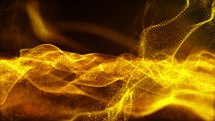 Digital gold color wave particles abstract background for your business