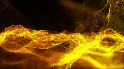 Digital gold color wave particles abstract background for your business