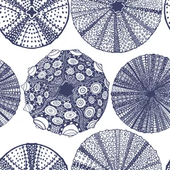 Foto op Plexiglas Zee Urchin-patroon in handgetekende stijl