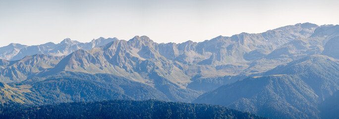 Panoramic photo of picturesque mountainous landscape