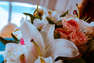 Fototapeta na wymiar macro shot of a day lily in a bouquet