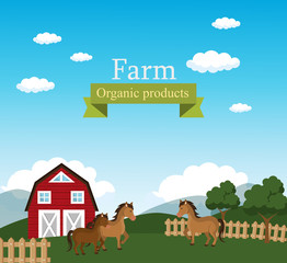 Obraz na płótnie Canvas farm scene organic products label