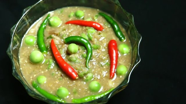 Spicy shrimp paste sauce , Thai food