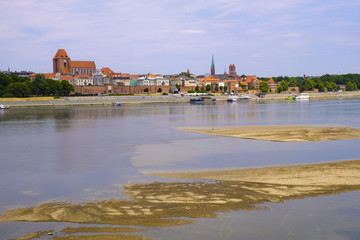 Torun, Poland - Panoramic view of historical district of Torun old town by the Vistula river