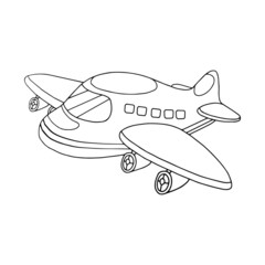 Airplane cartoon illustration isolated on white background for children color book