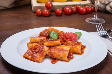 Pasta with tomato sauce and local cheee or Parmesan