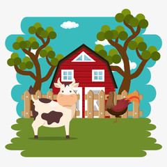 Fototapeta na wymiar animals in the farm scene vector illustration design