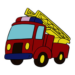 Fire Truck cartoon illustration isolated on white background for children color book