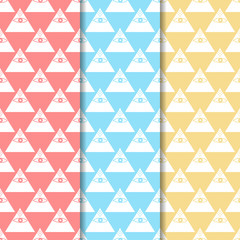 seamless geometric abstract pattern, pyramid with an eye