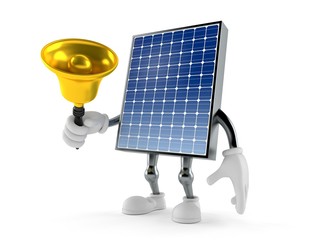 Photovoltaic panel character ringing a hand bell