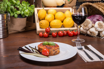 Eggplant parmigiana original italian dish