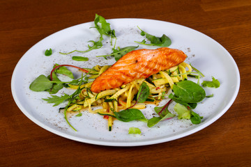 Grilled salmon with vegetables