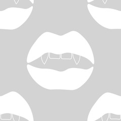 seamless abstract pattern with mouth, female lips, vampire teeth