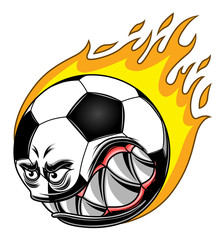 Naklejka premium Burning football ball