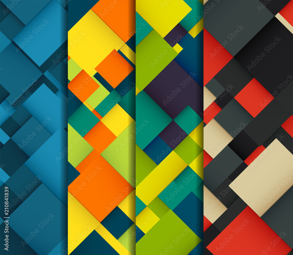 Wall mural abstract background set with colorful squares. business design template. vector
