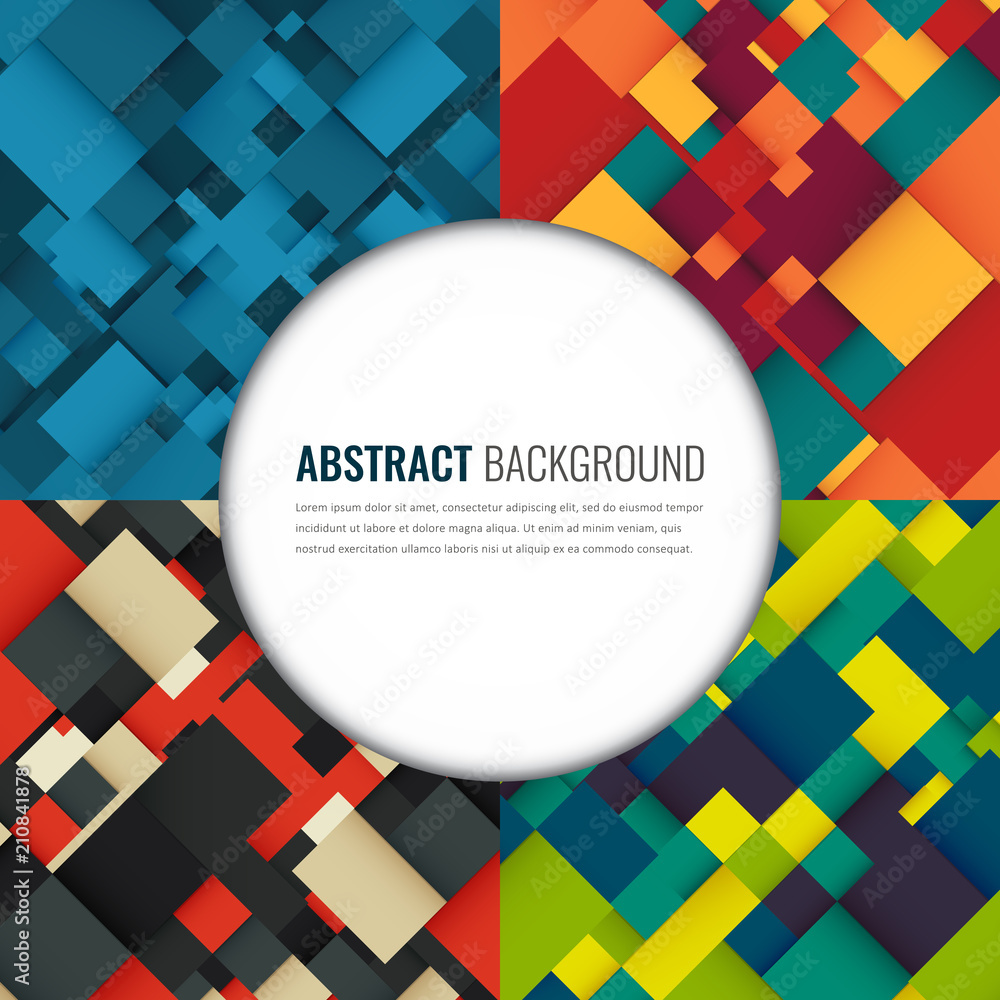 Wall mural abstract background set with colorful squares. business design template. vector