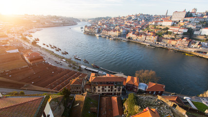 View of side Villa Nova de Gaia at Douro river, Porto, Portugal.