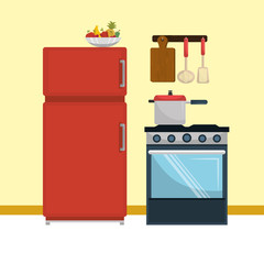 kitchen modern scene icons vector illustration design