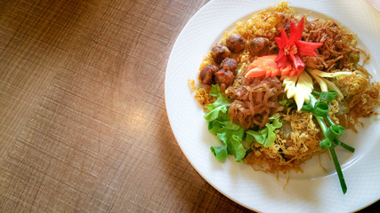 Khao Chae Chow Wang ( rice in ice water ) summer season food of Thailand Royal Cuisine .