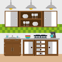 kitchen modern scene icons vector illustration design