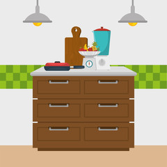 kitchen modern scene icons vector illustration design