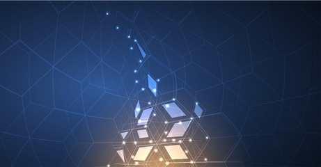 Neural network concept. Connected cells with links. High technology process. Abstract background