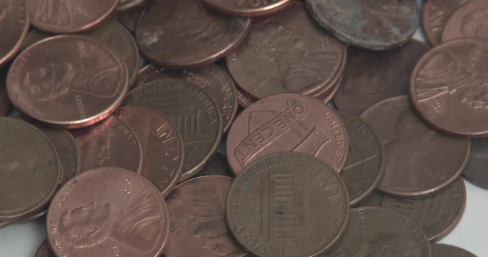 Penny Pile - Rotating Shot Of Pennies