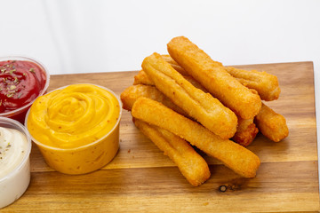 Chicken fingers with sauce