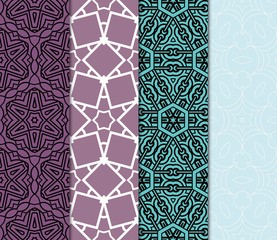 set of geometric pattern, floral lace geometric ornament. Ethnic ornament. Vector illustration. For greeting cards, invitations, cover book, fabric, scrapbooks.
