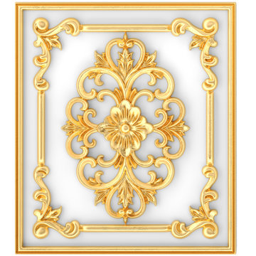 Stucco decoration, gold cartouche