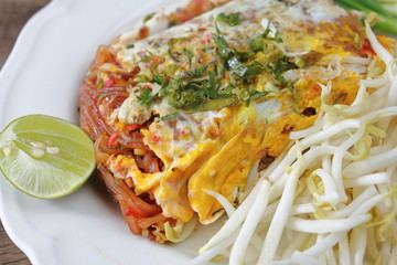 Fried noodle Thai style with egg is delicious