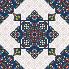 Obraz premium Decorative hand drawn seamless pattern. Tribal ethnic ornate decoration. Moroccan, Arabic, Indian, Turkish, ornament. Vector llustration.