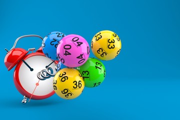 Lottery balls with alarm clock