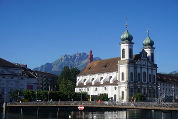 Old building in town in Switzerland in the mountains