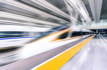 Fototapeta na wymiar high speed train via railway station